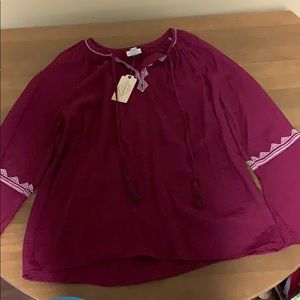 NWT pink M blouse St.John’s Bay w/ flared sleeves